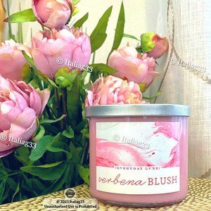 Everyday Luxe Scented Candle VERBENA BLUSH 3-Wick Soy Blend 14.5oz Pink & White